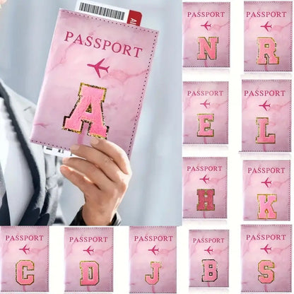 Monogrammed Pink Marble Effect Passport Clip