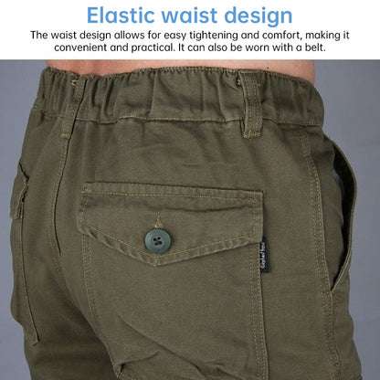 Men's Cotton Cargo Overalls for Camping & Hiking | Straight-Leg, Multi-Pocket Baggy Trousers