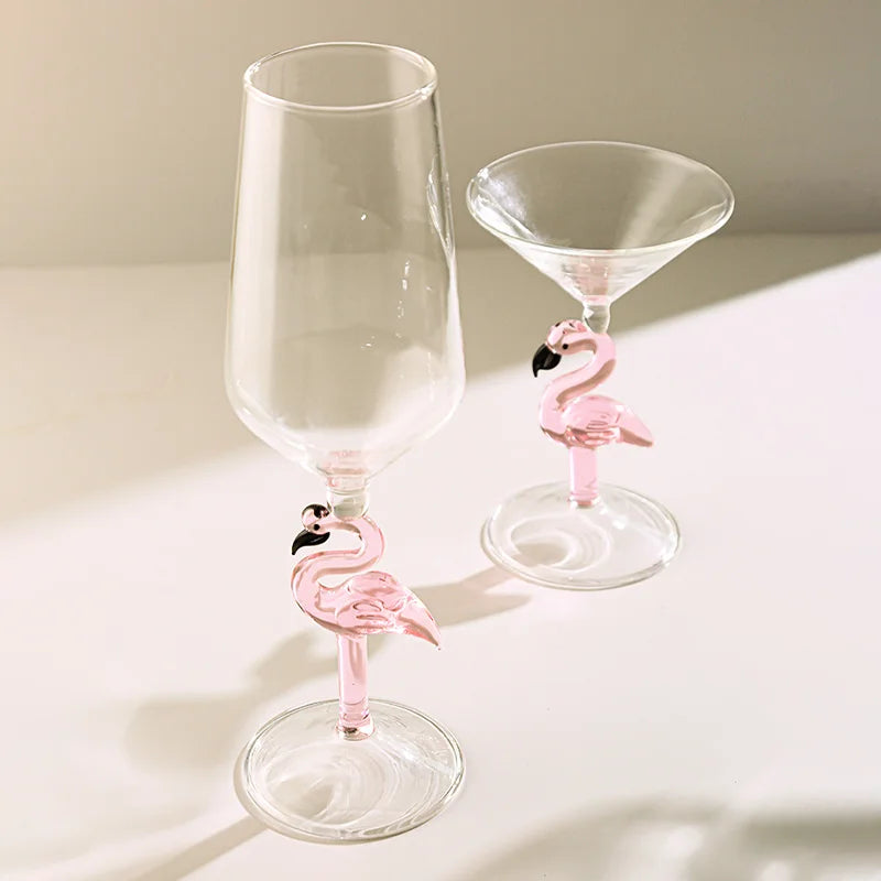 Creative Flamingo Stem Crystal Wine Glass | Luxury Pink Flamingo Cocktail & Champagne Goblet