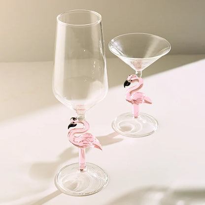 Creative Flamingo Stem Crystal Wine Glass | Luxury Pink Flamingo Cocktail & Champagne Goblet