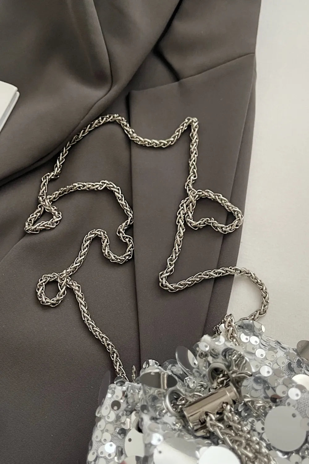 Shimmering Drawstring Sequin Pouch Crossbody Bag