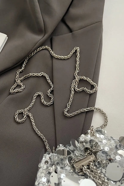 Shimmering Drawstring Sequin Pouch Crossbody Bag