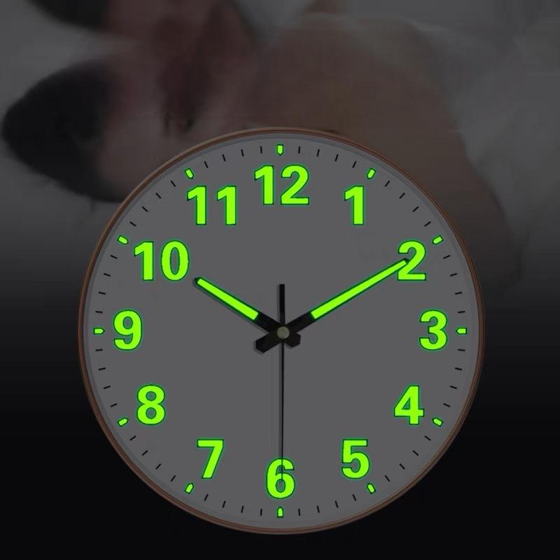 8-Inch Luminous Silent Wall Clock – Glow in the Dark Night Light Clock for Bedroom & Living Room (Non-Perforated)