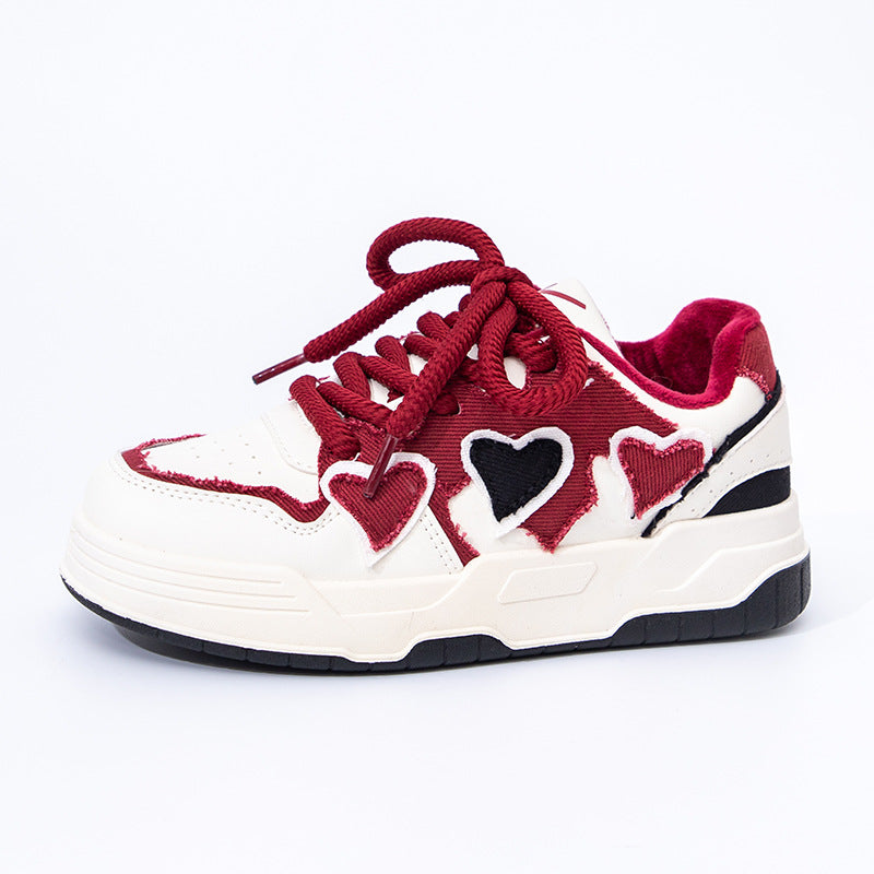 Women's Love Heart Dopamine Sneakers - Thick Soled Comfortable Fashion Shoes