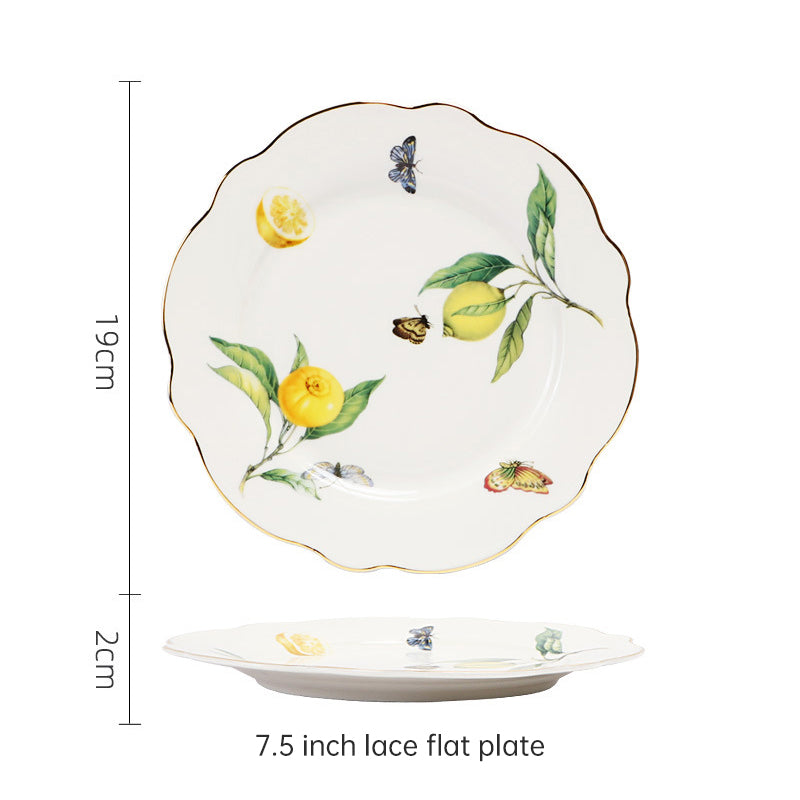 European-Style Elegant Lemon Ceramic Espresso Cup and Saucer Set