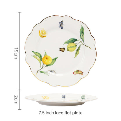 European-Style Elegant Lemon Ceramic Espresso Cup and Saucer Set
