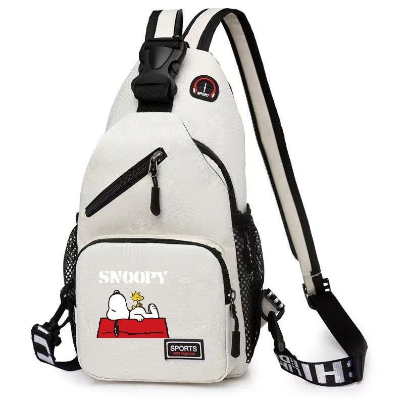 Snoopy Cartoon Print Crossbody Sling Bag - Large Capacity Chest Pack & Shoulder Backpack
