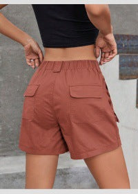 Women's High Rise Straight Leg Casual Shorts with Pockets
