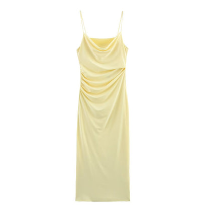 Luxe Ruched Satin Bodycon Slip Dress - Sexy Spaghetti Strap Party & Club Midi Dress