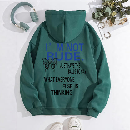 Funny Quote Print Fleece Hoodie | Beige Kangaroo Pocket Pullover for Men & Women