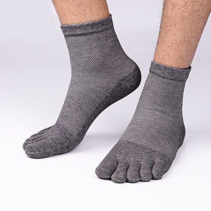 Premium 100% Cotton Five-Finger Socks for Men - Breathable Mesh Summer Socks