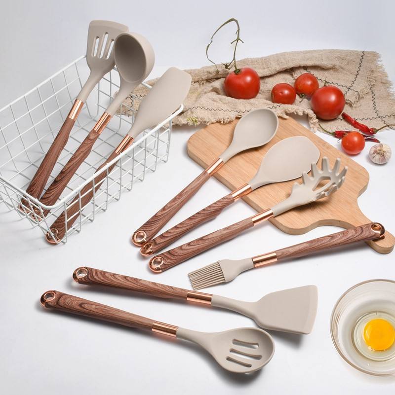 10-Piece Premium Silicone Kitchen Utensil Set - Heat Resistant Cooking Tools with Ergonomic Wooden Handles