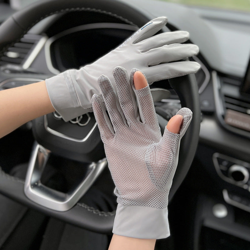 UV Protection Ice Silk Driving Gloves | Breathable Touch Screen Sun Protection Short Gloves