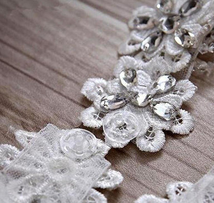 White Crystal Beaded Wedding Bolero / Rhinestone Tassel Shoulder Wrap Applique for Bridal Gown or Evening Dress
