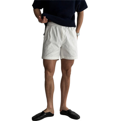 Men's Classic White Summer Shorts – Comfort Elastic Waist Relaxed Fit Cotton Shorts