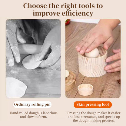 Hand-Held Wooden Dumpling Maker Press & Dough Wrapper Tool