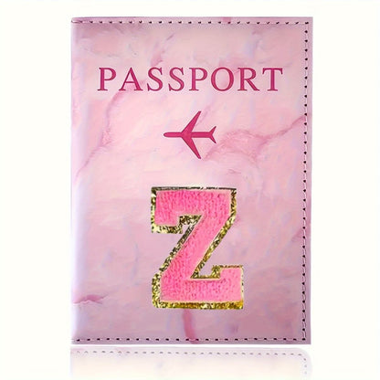 Monogrammed Pink Marble Effect Passport Clip