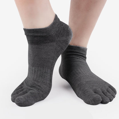 Premium 100% Cotton Five-Finger Socks for Men - Breathable Mesh Summer Socks