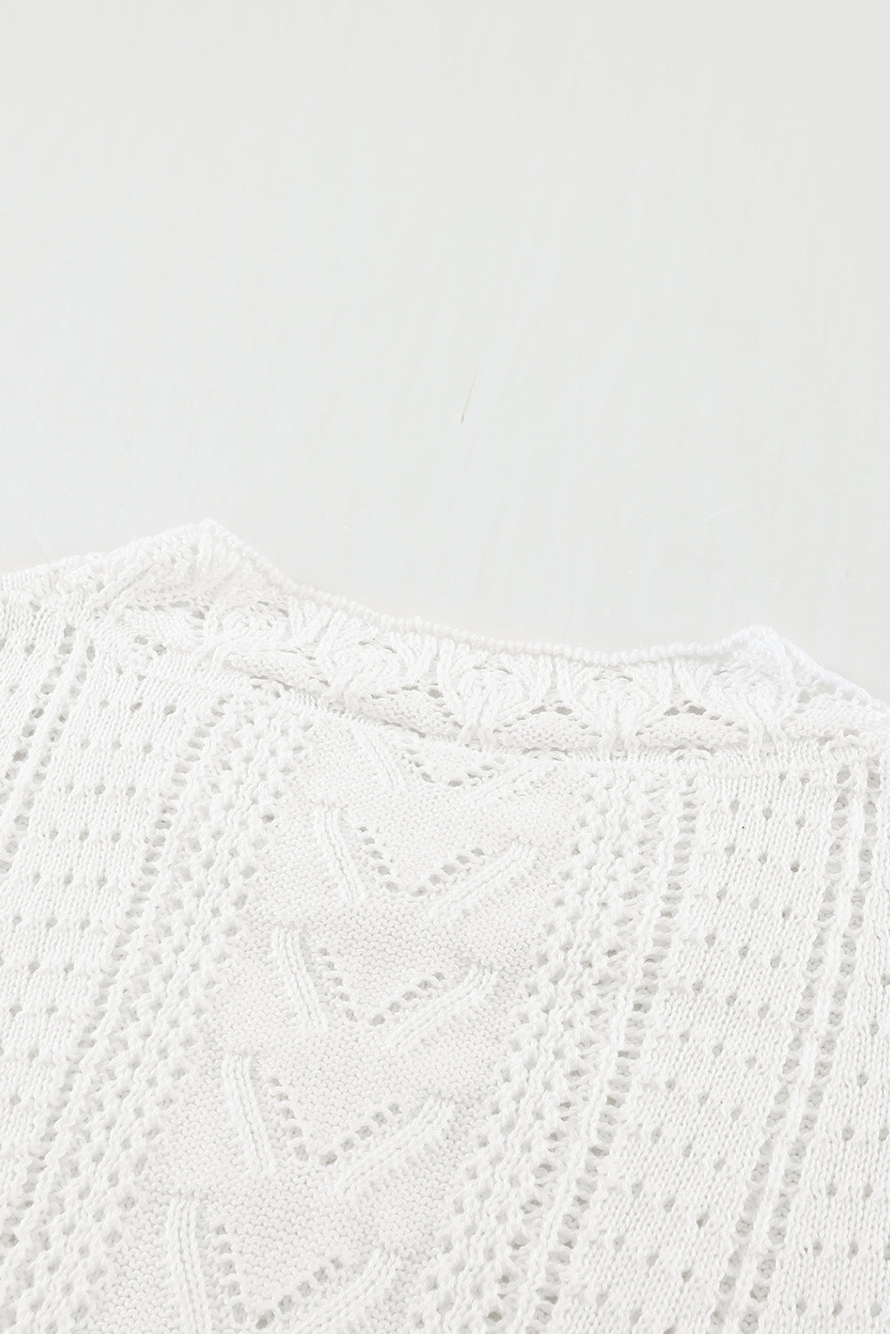 Boho Chic Crochet Knit Sweater - Breezy White Pointelle Pullover