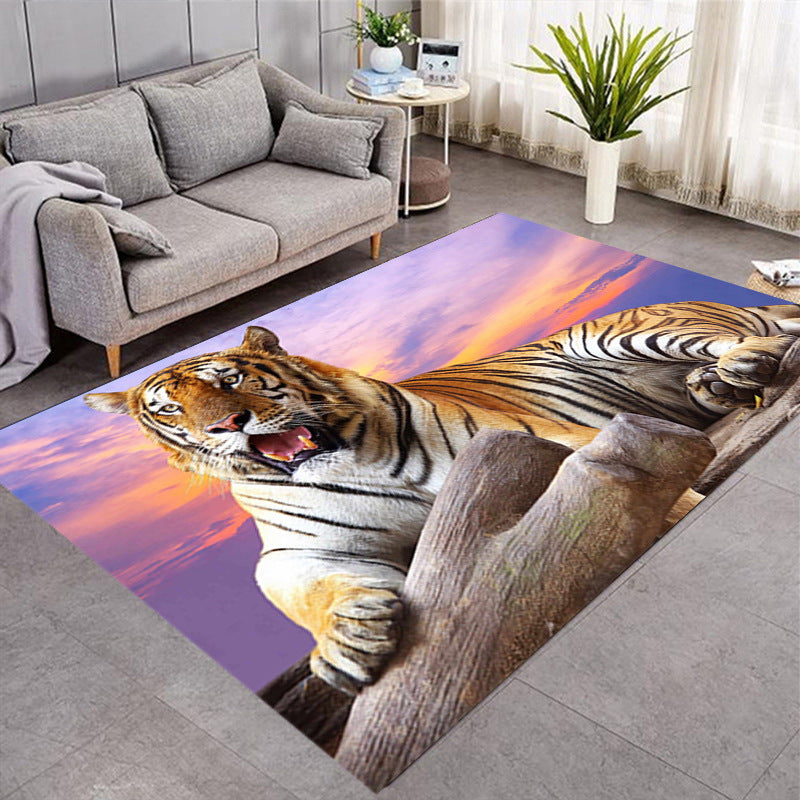 Luxury 3D Realistic Tiger Print Carpet – Large Three-Dimensional Animal Pattern Area Rug for Living Room