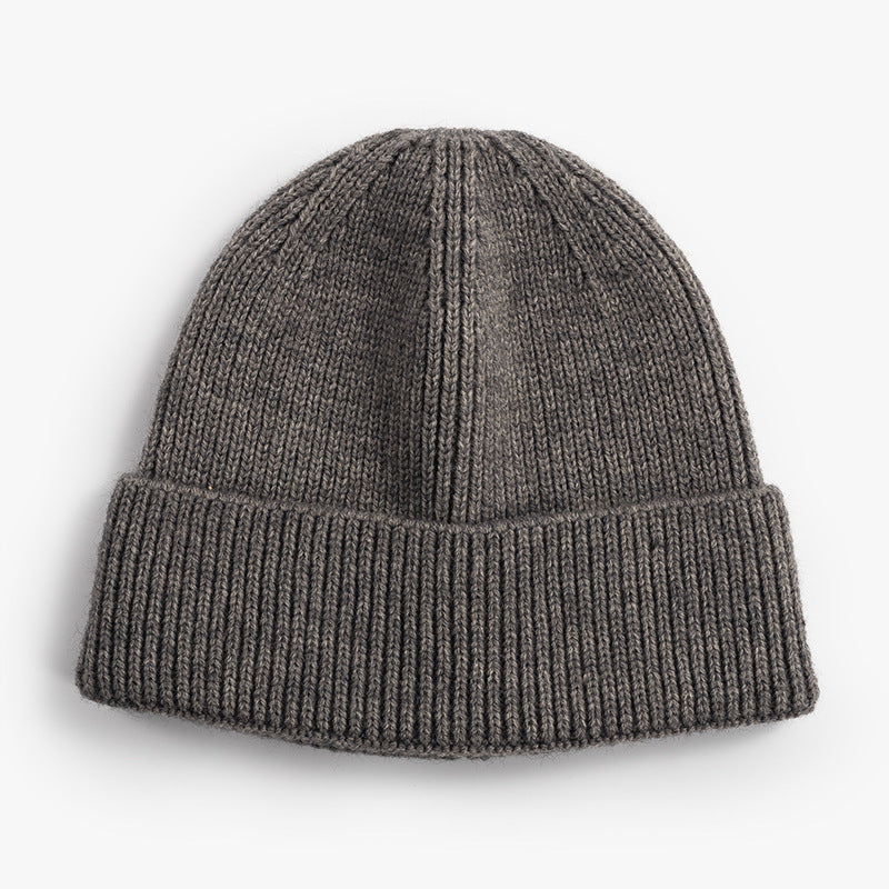 Men's Solid Color Ribbed Beanie Hat | Thick Warm Knitted Woolen Cap for Winter & Outdoors