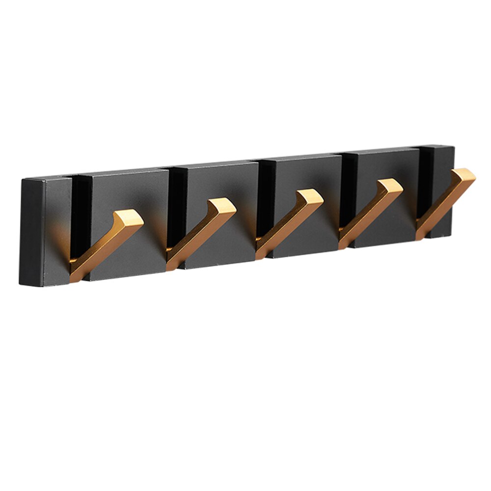 Modern Folding Wall Hooks Rack – Luxury Black & Gold Coat & Towel Hanger for Bathroom & Entryway