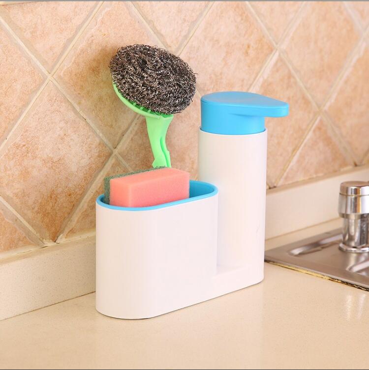 Multifunctional Kitchen Sink Caddy Organizer with Soap Dispenser Bottle
