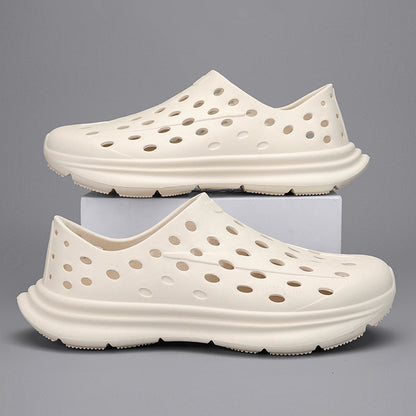 Men's Hollow Hole Beach Shoes - Fashionable Casual Soft Soled One Foot Sandals