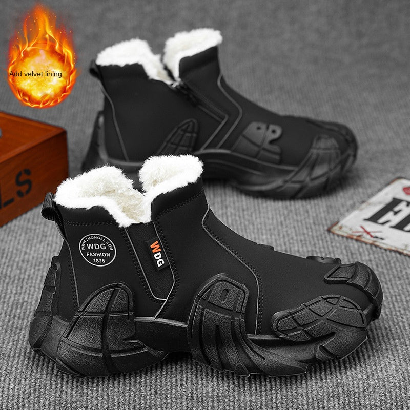 Heavy Duty Men's Waterproof Martin Boots – Anti-Slip Labor Protection Shoes with Plush Warm Lining
