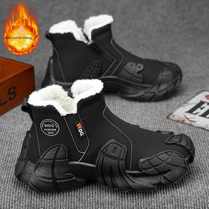 Heavy Duty Men's Waterproof Martin Boots – Anti-Slip Labor Protection Shoes with Plush Warm Lining