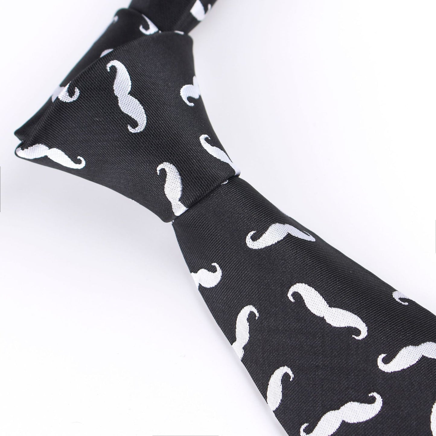 Trendy Mustache Print Narrow Tie - 6cm Unisex Funny Cartoon Jacquard Skinny Necktie