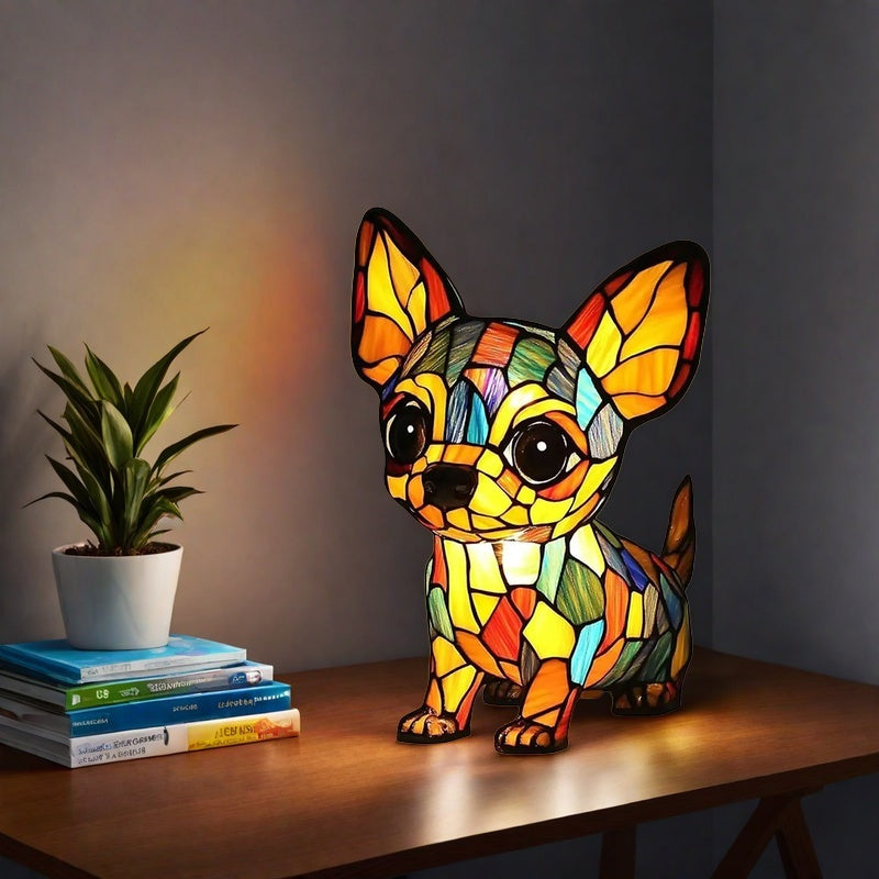 Animal Resin LED Night Light | Cute Tiffany Style Cat Bedside Lamp for Living Rooms and Bedrooms