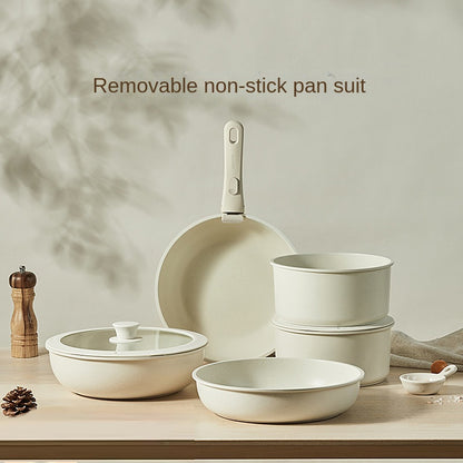 Smart Detachable Handle Cookware Set - Non-Stick Wheat Rice Stone Pan & Pot Set for Space-Saving Storage (Multifunctional)