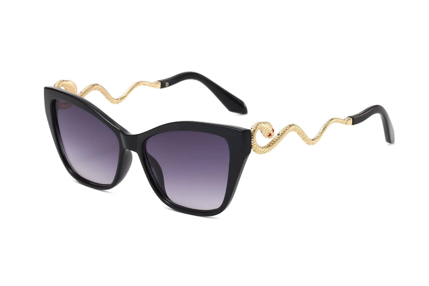 Retro Cat Eye Sunglasses with Metal Snake Temple Design | Trendy Party Shades