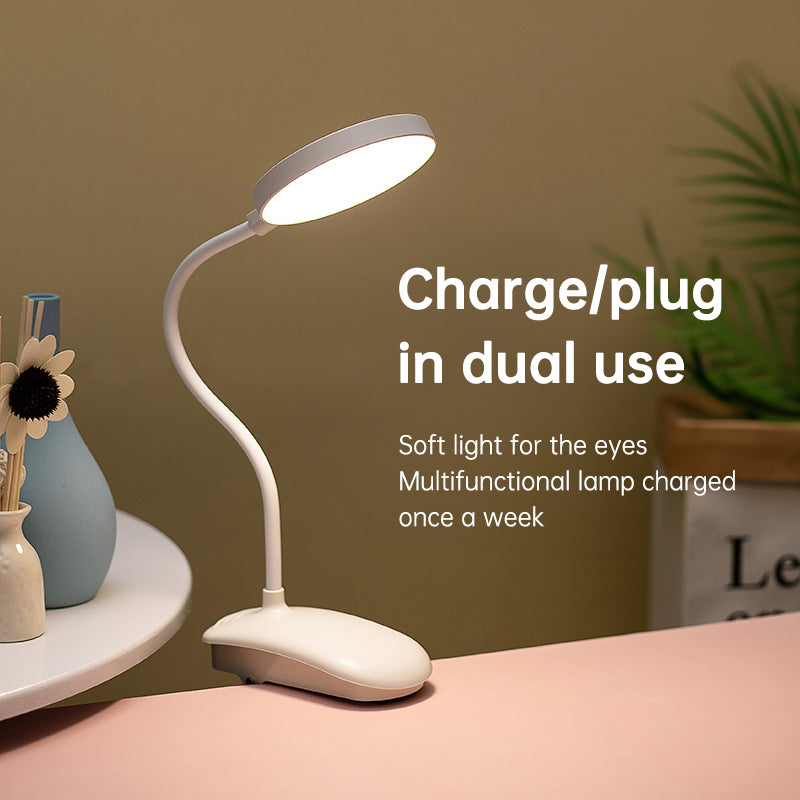 Rechargeable Clip-on LED Desk Lamp - Eye Protection Study Light for Dormitory & Bedroom
