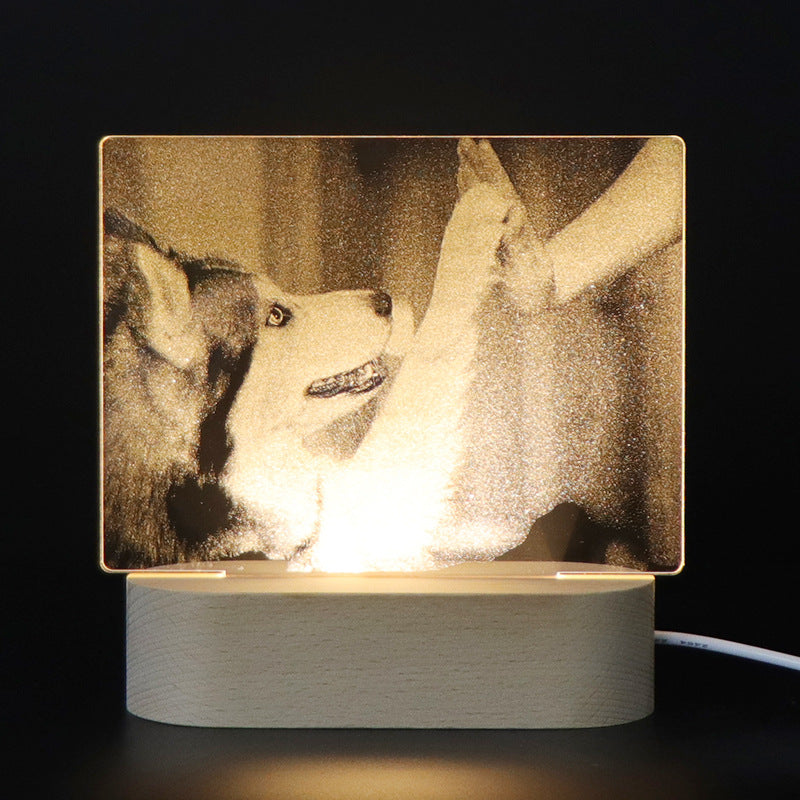 Internal Carving Acrylic LED Night Light - Plug-in Bedhead Desk Lamp