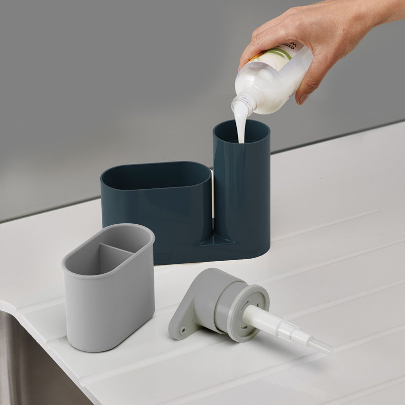 Multifunctional Kitchen Sink Caddy Organizer with Soap Dispenser Bottle