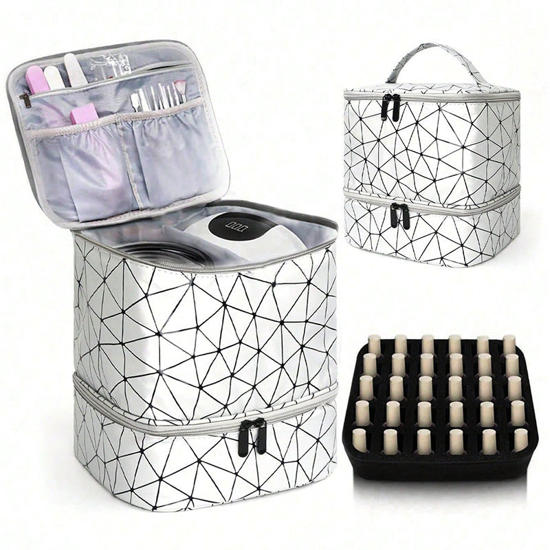 Professional Manicure Tools Case - 30-Compartment Nail Polish Storage Bag