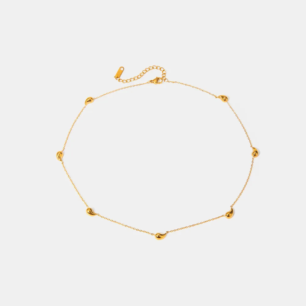 Dainty 18K Gold Plated Heart Station Necklace