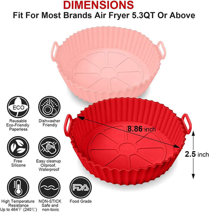 Reusable Foldable Air Fryer Silicone Pot - Heat-Resistant Non-Stick Baking Tray for Air Fryer