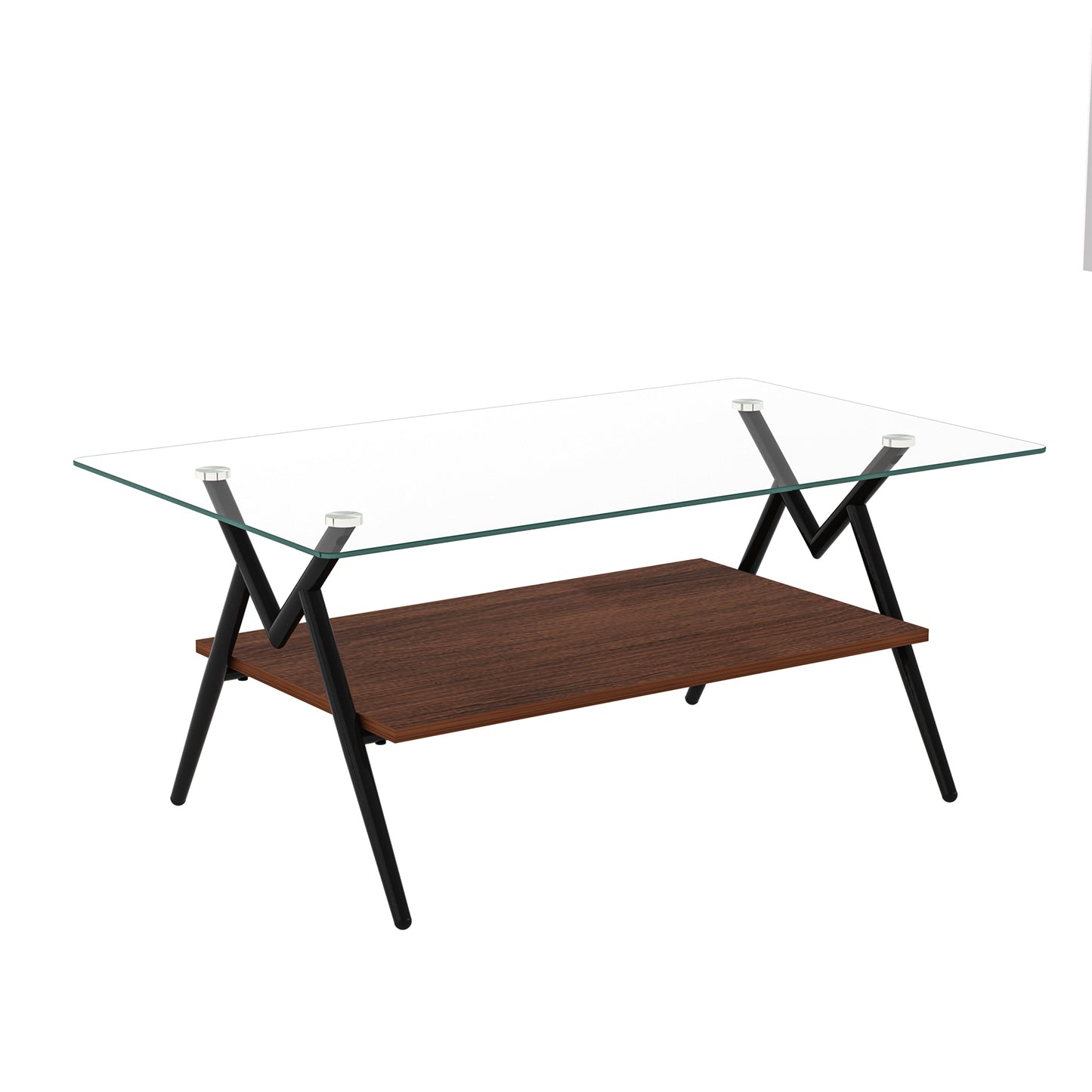 Modern Glass & Wood Accent Coffee Table