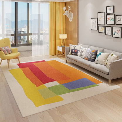 Modern Rainbow Children's Room Rug – Non-Slip Soft Imitation Cashmere Carpet for Kids Playing & Climbing