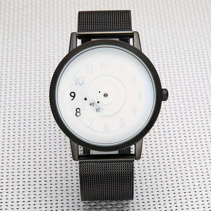 Trendy Pointerless Concept Watch with Stainless Steel Mesh Strap.