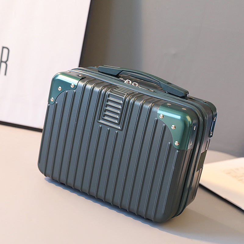 Vintage Luggage Mini Makeup Case | 14-Inch Small Storage Lock Box