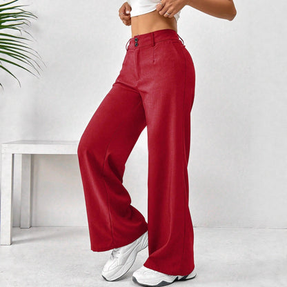 Women's Loose Fit Slimming Straight Leg Trousers - Casual Wide Pants