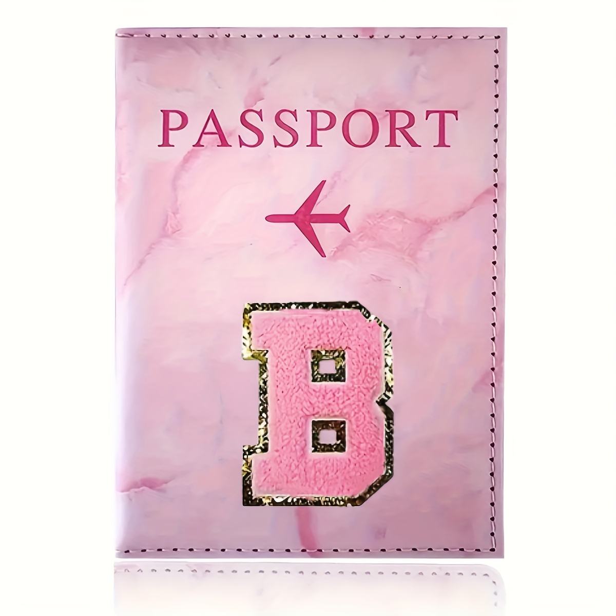 Monogrammed Pink Marble Effect Passport Clip