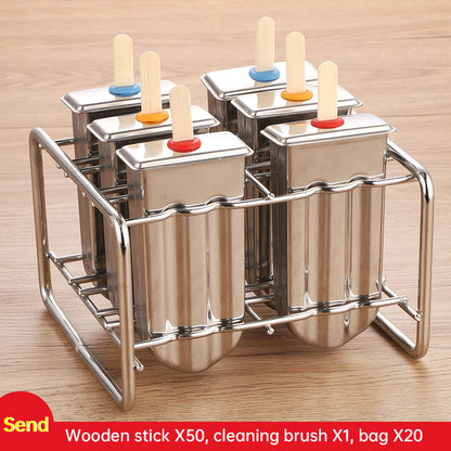 Household 304 Stainless Steel Ice Cream Popsicle Mold Set with Rack
