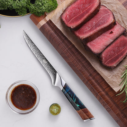 Fengjin Yaoying Series Boning Knife with Damascus Pattern and Resin Handle