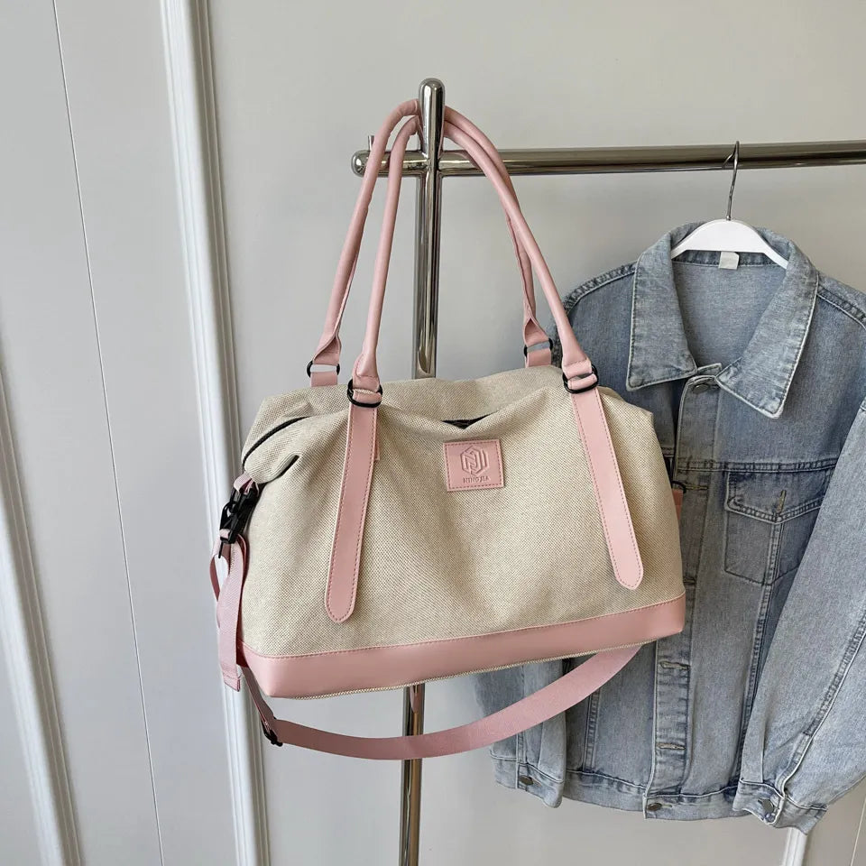 Stylish Contrast Color Travel Duffel Bag (Weekend/Gym Use)