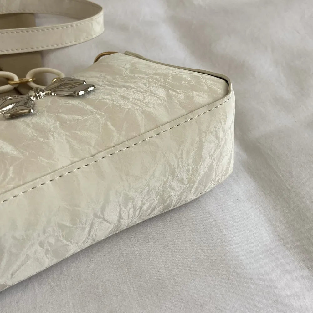 Mini Bow Accent PU Leather Crossbody Bag (Multiple Colors)